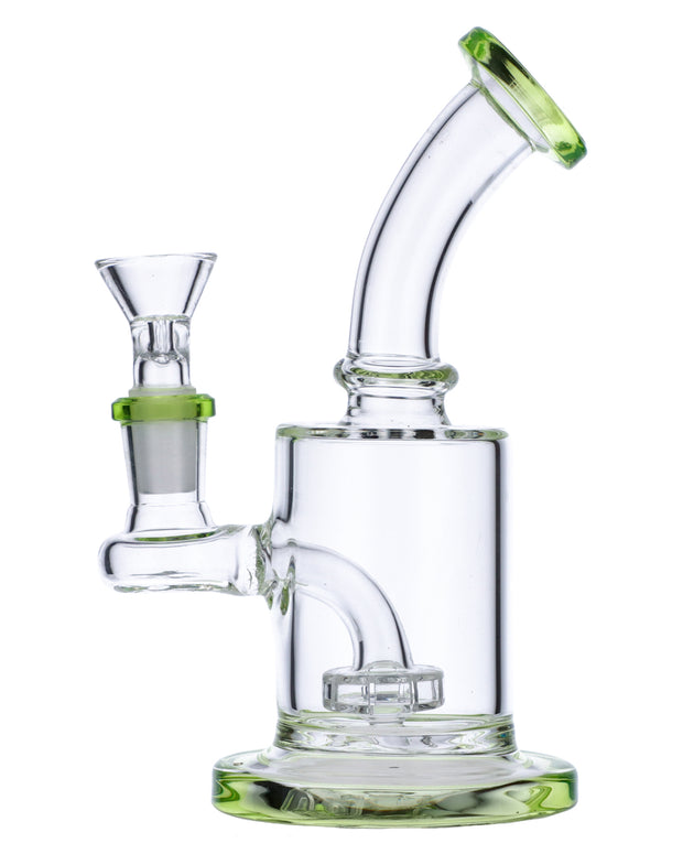 Bent Neck Water Pipe w/Matrix Perc-Bright Green-6 in