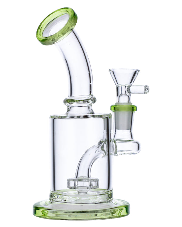 Bent Neck Water Pipe w/Matrix Perc-Bright Green-6 in