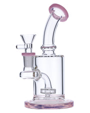 Bent Neck Water Pipe w/Matrix Perc-Milky Pink-6 in
