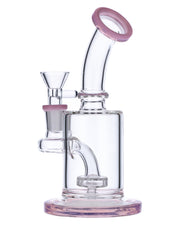 Bent Neck Water Pipe w/Matrix Perc-Milky Pink-6 in
