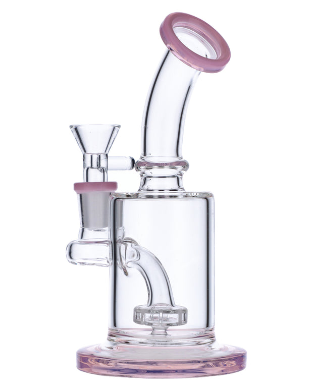 Bent Neck Water Pipe w/Matrix Perc-Milky Pink-6 in
