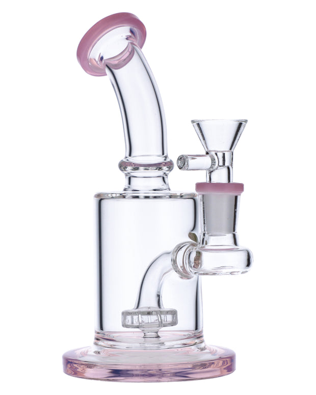 Bent Neck Water Pipe w/Matrix Perc-Milky Pink-6 in