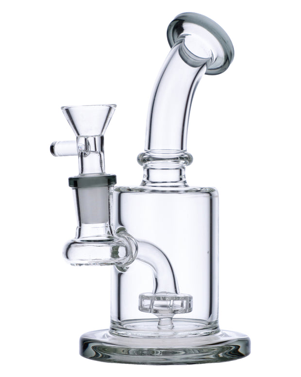 Bent Neck Water Pipe w/Matrix Perc-Transparent Black-6 in