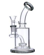 Bent Neck Water Pipe w/Matrix Perc-Transparent Black-6 in