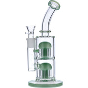 Bent Neck Water Pipe w/Double Tree Perc-Mint Green-11 in