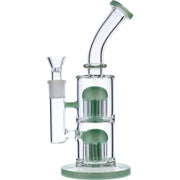 Bent Neck Water Pipe w/Double Tree Perc-Mint Green-11 in