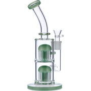 Bent Neck Water Pipe w/Double Tree Perc-Mint Green-11 in