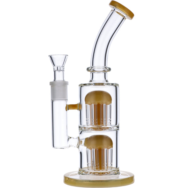 Bent Neck Water Pipe w/Double Tree Perc-Topaz-11 in