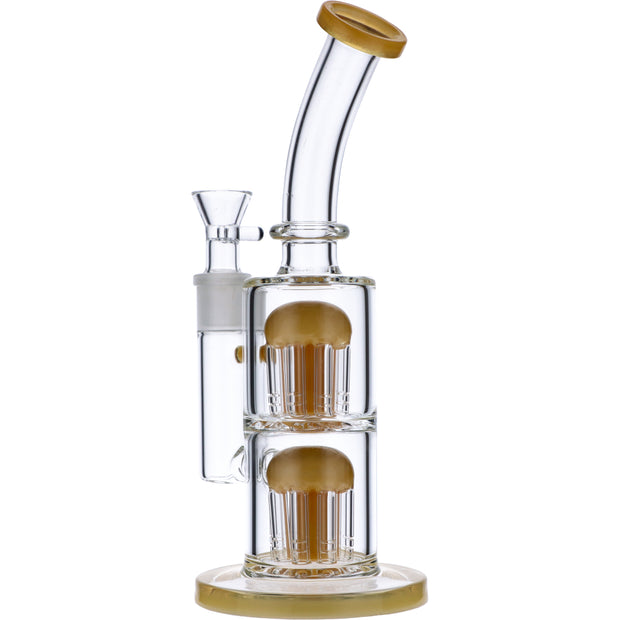 Bent Neck Water Pipe w/Double Tree Perc-Topaz-11 in