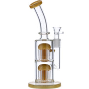 Bent Neck Water Pipe w/Double Tree Perc-Topaz-11 in