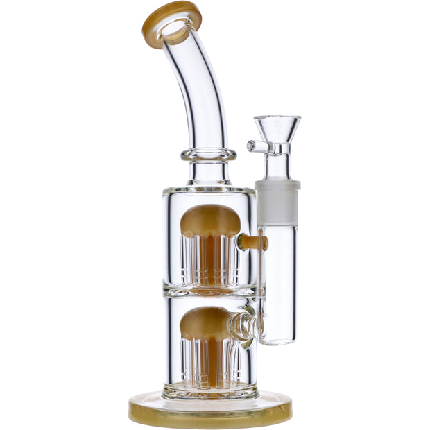 Bent Neck Water Pipe w/Double Tree Perc-Topaz-11 in