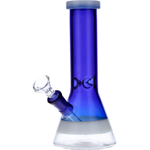 Beaker Water Pipe w/White Rings-Blue-8in