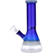 Beaker Water Pipe w/White Rings-Blue-8in