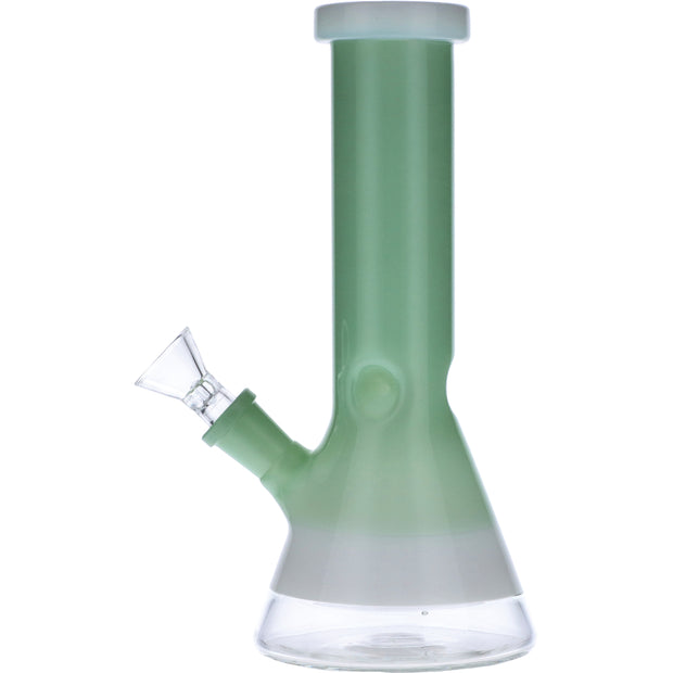 Beaker Water Pipe w/White Rings-Mint Green-8in