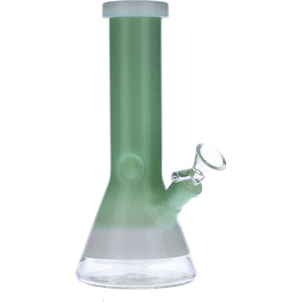 Beaker Water Pipe w/White Rings-Mint Green-8in