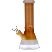 Beaker Water Pipe w/White Rings-Topaz-8in