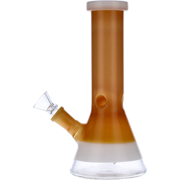 Beaker Water Pipe w/White Rings-Topaz-8in