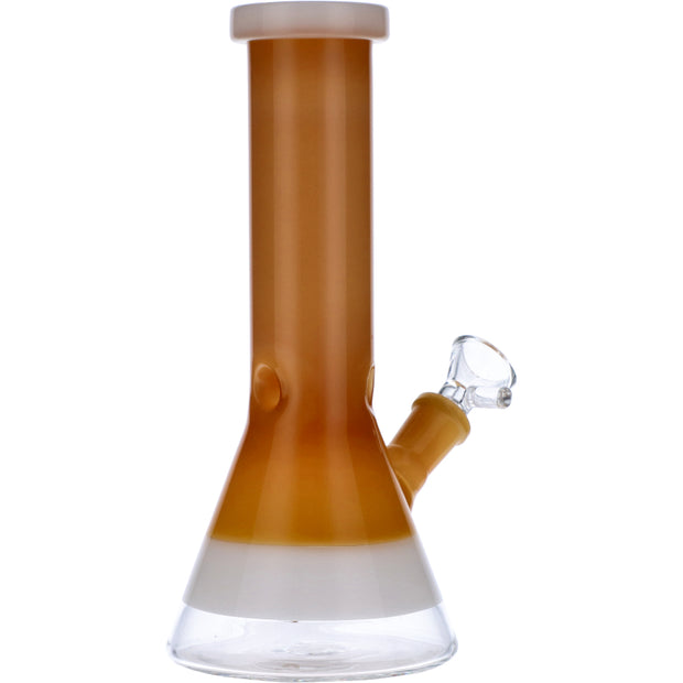 Beaker Water Pipe w/White Rings-Topaz-8in