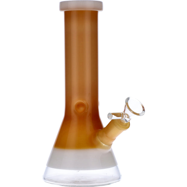 Beaker Water Pipe w/White Rings-Topaz-8in