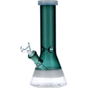 Beaker Water Pipe w/White Rings-Teal-8in