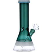 Beaker Water Pipe w/White Rings-Teal-8in