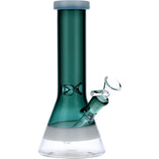 Beaker Water Pipe w/White Rings-Teal-8in