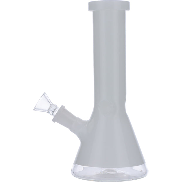 Beaker Water Pipe w/White Rings-Black-8in