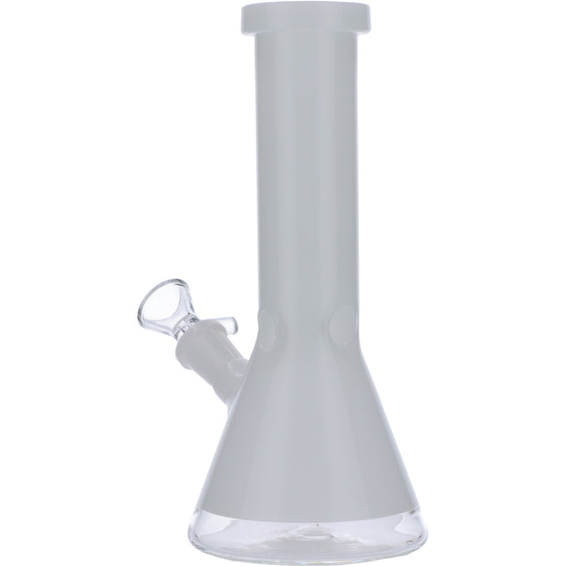 Beaker Water Pipe w/White Rings-Black-8in