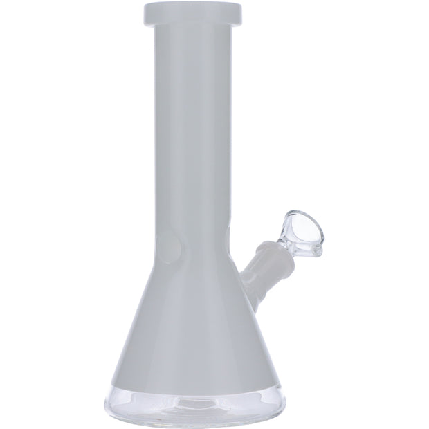 Beaker Water Pipe w/White Rings-Black-8in