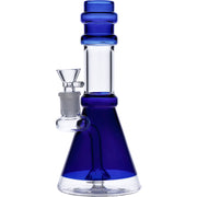 Water Pipe w/Transparent Neck w/Bowl & Quartz -Dark Blue-8in