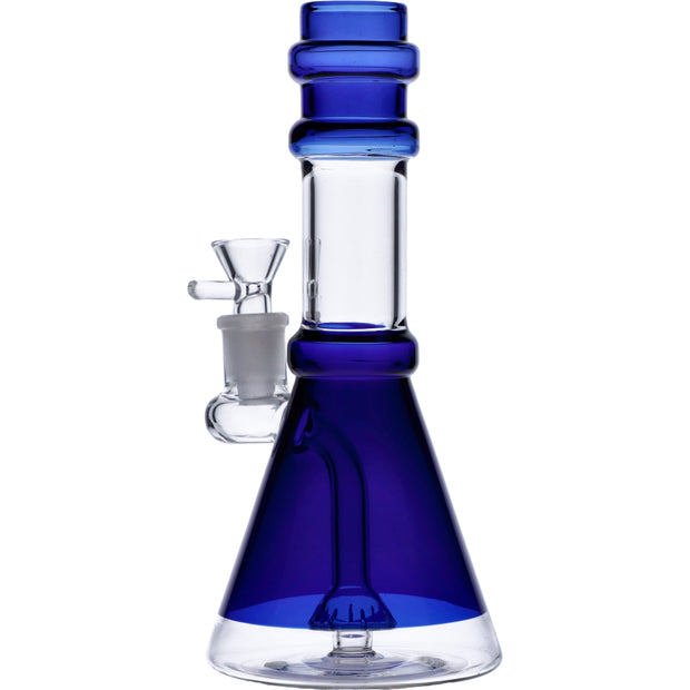 Water Pipe w/Transparent Neck w/Bowl & Quartz -Dark Blue-8in