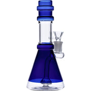 Water Pipe w/Transparent Neck w/Bowl & Quartz -Dark Blue-8in