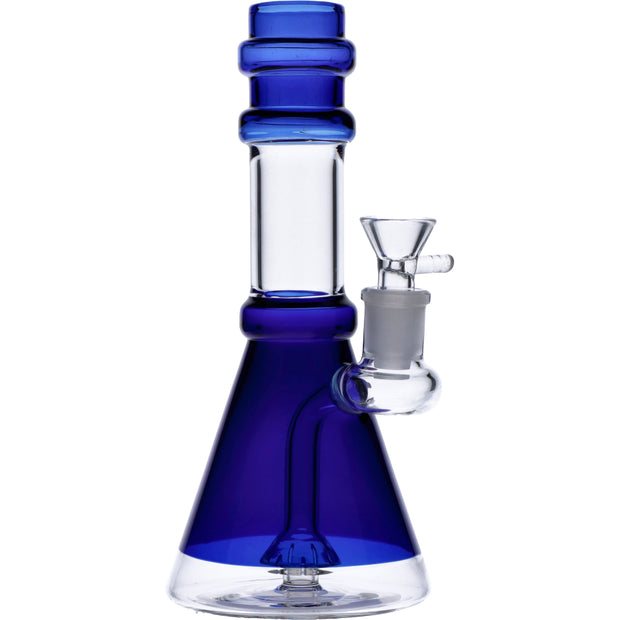 Water Pipe w/Transparent Neck w/Bowl & Quartz -Dark Blue-8in