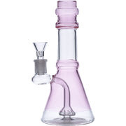 Water Pipe w/Transparent Neck w/Bowl & Quartz-Transparent Pink-8in