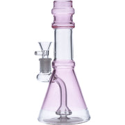 Water Pipe w/Transparent Neck w/Bowl & Quartz-Transparent Pink-8in