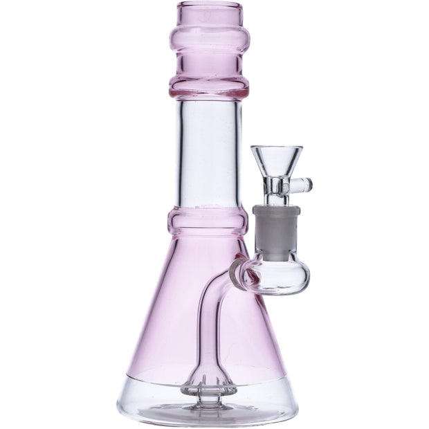 Water Pipe w/Transparent Neck w/Bowl & Quartz-Transparent Pink-8in