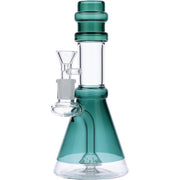 Water Pipe w/Transparent Neck w/Bowl & Quartz-Teal-8in