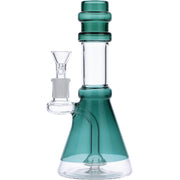 Water Pipe w/Transparent Neck w/Bowl & Quartz-Teal-8in