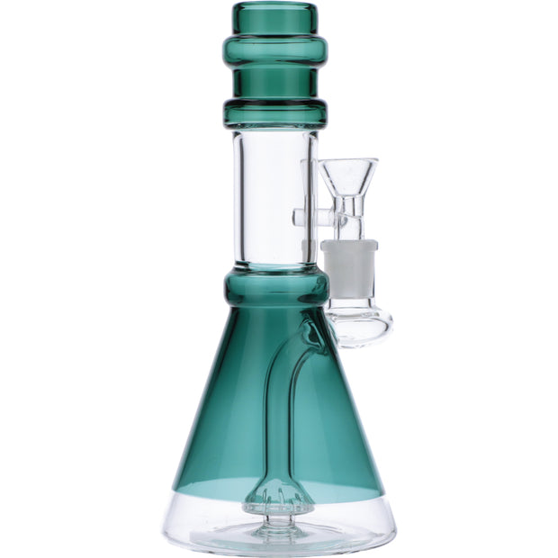 Water Pipe w/Transparent Neck w/Bowl & Quartz-Teal-8in