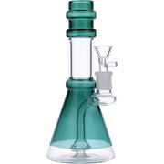 Water Pipe w/Transparent Neck w/Bowl & Quartz-Teal-8in