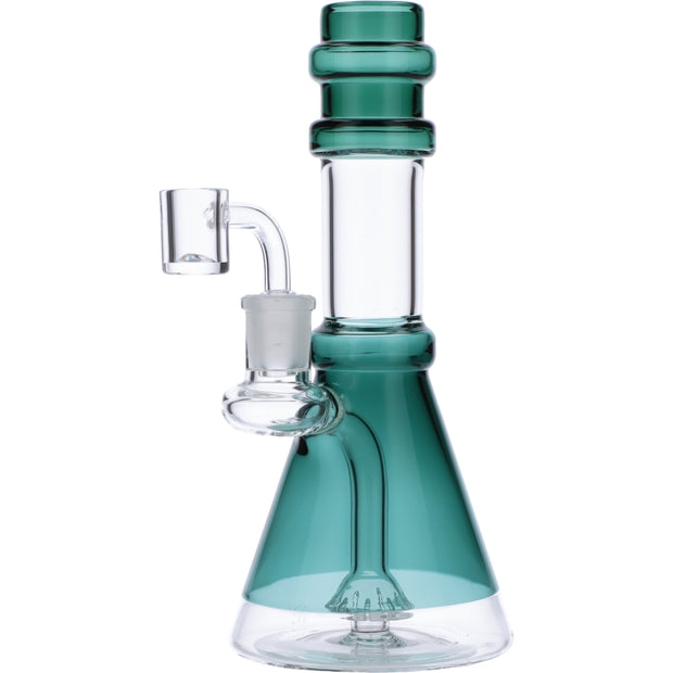 Water Pipe w/Transparent Neck w/Bowl & Quartz-Teal-8in