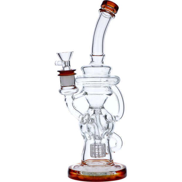 Bent Neck Water Pipe w/Bowl & Quartz-Amber(RCL-L-H02A)