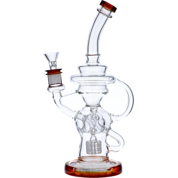 Bent Neck Water Pipe w/Bowl & Quartz-Amber(RCL-L-H02A)