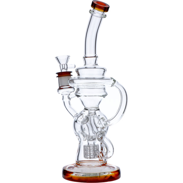 Bent Neck Water Pipe w/Bowl & Quartz-Amber(RCL-L-H02A)