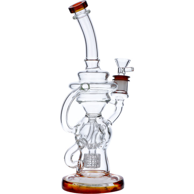 Bent Neck Water Pipe w/Bowl & Quartz-Amber(RCL-L-H02A)