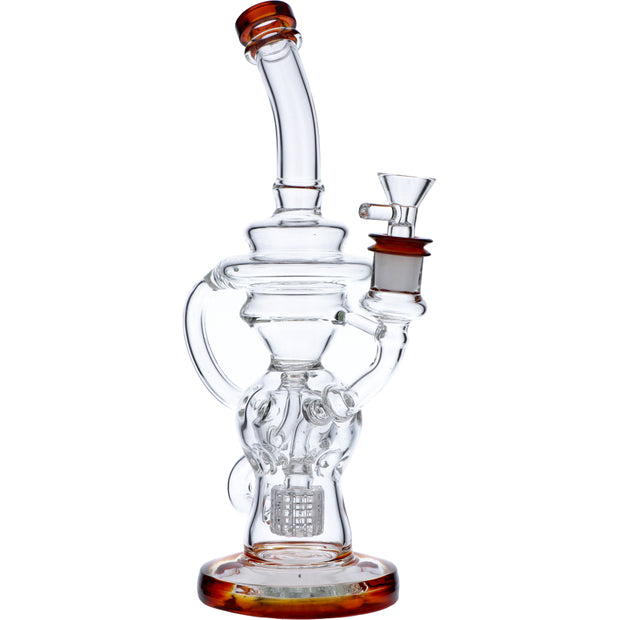 Bent Neck Water Pipe w/Bowl & Quartz-Amber(RCL-L-H02A)