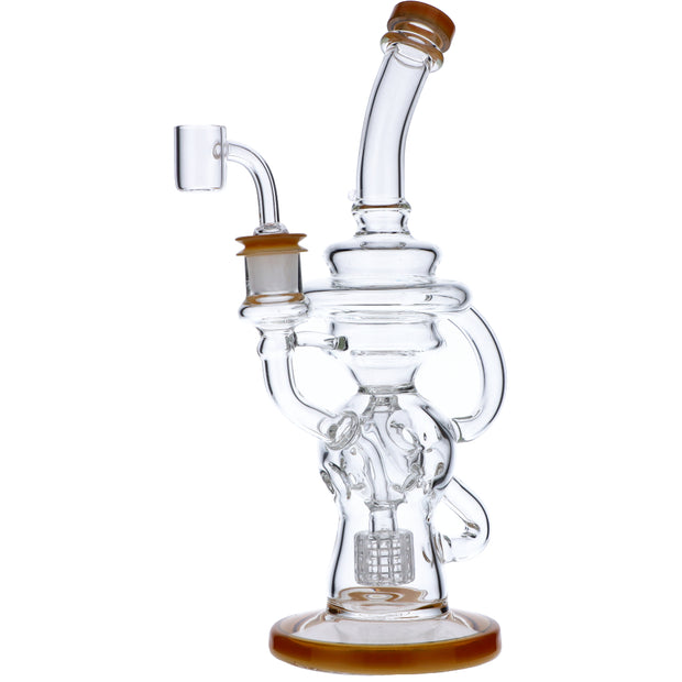 Bent Neck Water Pipe w/Bowl & Quartz-Topaz(RCL-L-H02TZ)