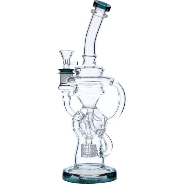 Bent Neck Water Pipe w/Bowl & Quartz-Teal(RCL-L-H02T)