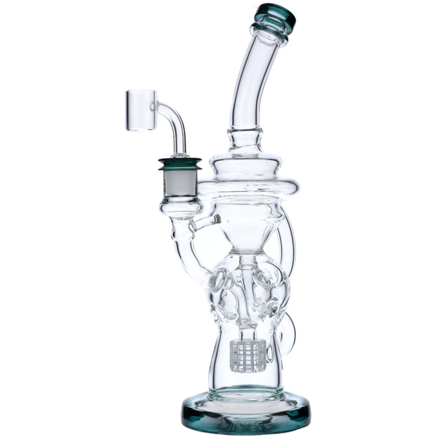 Bent Neck Water Pipe w/Bowl & Quartz-Teal(RCL-L-H02T)