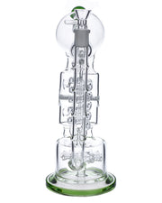 Bent Neck Water Pipe w/Matrix Perc-Green-13 in(RCL-L-B01G)